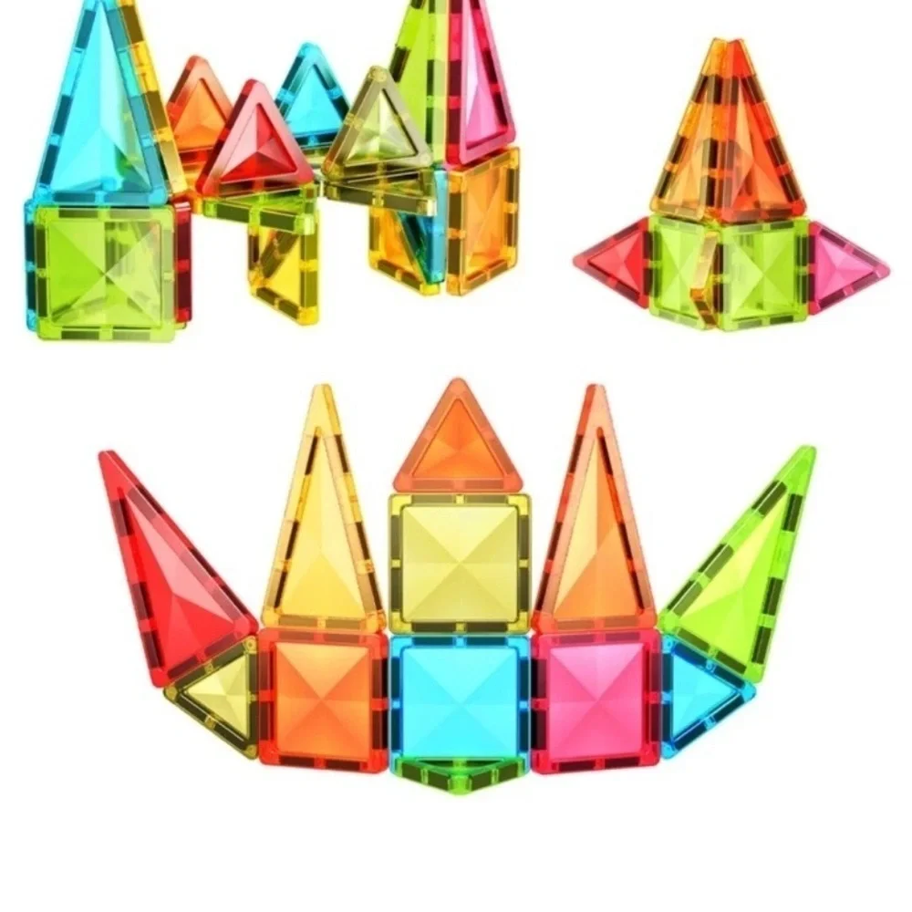 36-Piece Mini Diamond Magnetic Tiles Set - Red, Blue, Yellow